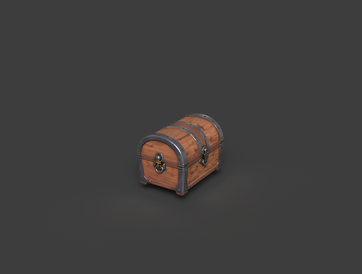 Wooden treasure chest 3D model